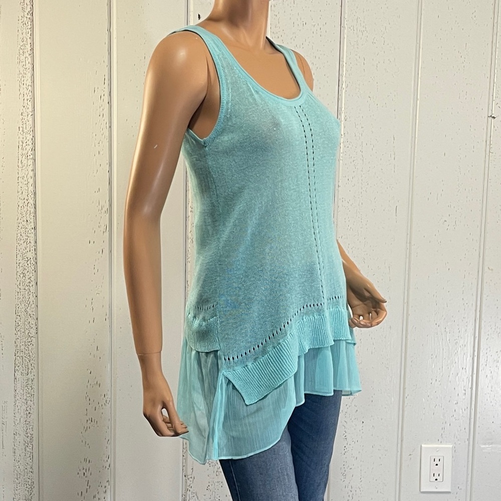 *August Moon Women's Light Blue Knit Tank Top Sz S - Picture 3 of 7